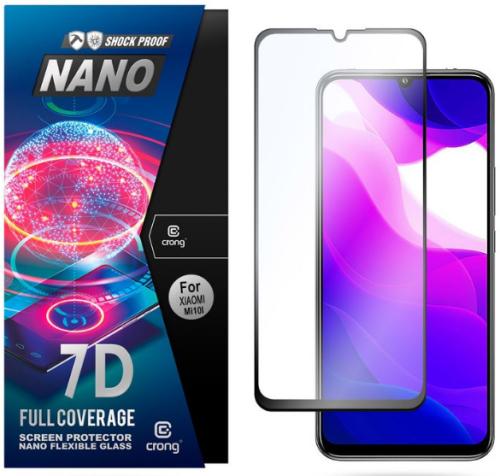 Crong 7D Nano Flexible Glass - Fullface Αντιχαρακτικό Υβριδικό Γυαλί Οθόνης Xiaomi Mi 10 Lite - Black - 0.3mm (CRG-7DNANO-XMI10L)