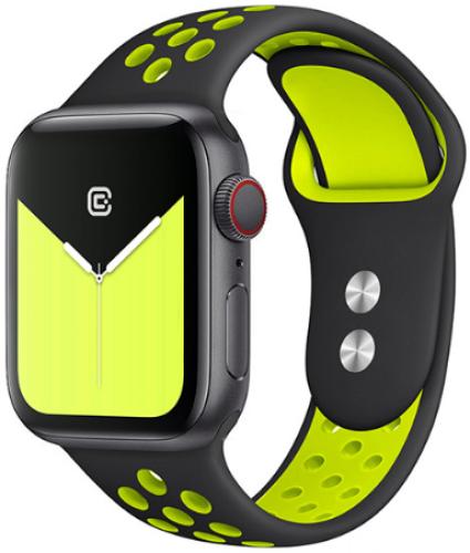Crong Duo Sport Λουράκι Σιλικόνης Apple Watch SE/8/7/6/5/4 (41/40mm) - Black / Yellow (CRG-40DSB-YLW)