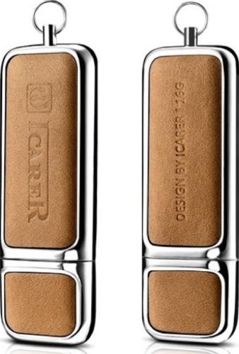 iCarer Genuine Leather Portable Flash Drive - Δερμάτινο USB Stick 2.0 - 16GB - Brown (IUP0001-BN)