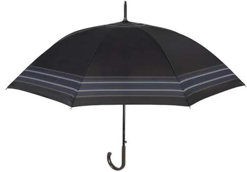Perletti New Basic - Ανδρική Ομπρέλα με Αυτόματο Άνοιγμα & Μπαστούνι - Black / Blue Stripes (12129Blue)