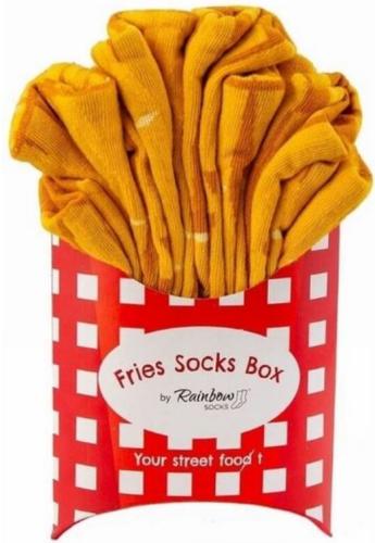 Rainbow Socks / Fries Socks Box - Κουτί Τηγανιτές Πατάτες με Κάλτσες Μέχρι τη Γάμπα από Βαμβάκι - Μέγεθος 41-46 - Tasty Fries Socks - 2 Ζευγάρια (FRIESSBOXL)