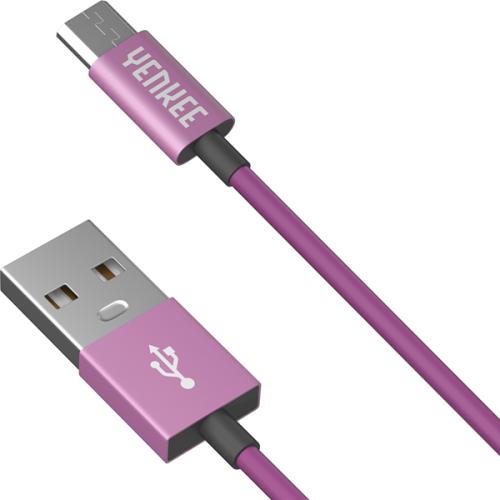 Yenkee Καλώδιο Φόρτισης και Μεταφοράς Δεδομένων USB σε MicroUSB 200cm - Pink (YCU202BPE)