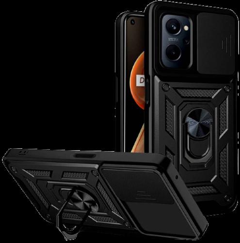 Bodycell Armor Slide - Ανθεκτική Θήκη Realme 9i με Κάλυμμα για την Κάμερα & Μεταλλικό Ring Holder - Black (5206015009761)