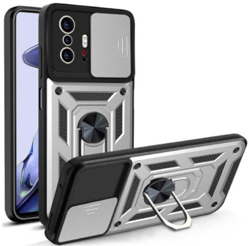 Bodycell Armor Slide - Ανθεκτική Θήκη Xiaomi 11T / 11T Pro με Κάλυμμα για την Κάμερα & Μεταλλικό Ring Holder - Silver (5206015014604)
