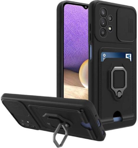 Bodycell Multifunction - Ανθεκτική Θήκη Samsung Galaxy A72 με Λουράκι Λαιμού / Κάλυμμα Κάμερας / Ring Holder / Υποδοχή Κάρτας - Black (5206015003905)