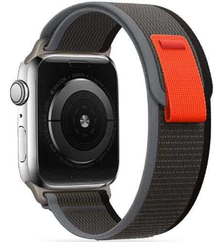 Tech-Protect Nylon Λουράκι - Apple Watch Ultra/SE/8/7/6/5/4 (49/45/44mm) - Black / Orange (9490713929742)