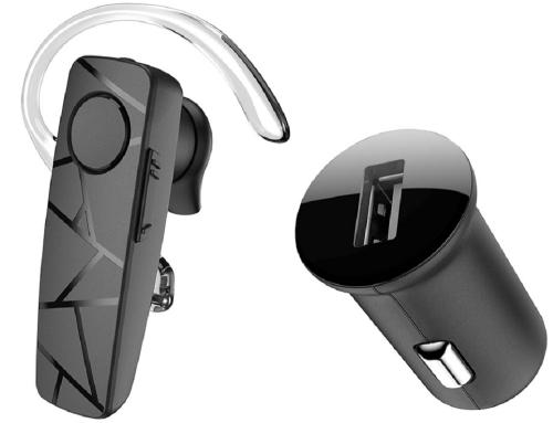 Tellur Vox 60 Bluetooth Headset - Μονό Ασύρματο Bluetooth Ακουστικό Multipoint & Φορτιστής Αυτοκινήτου με 1 x USB-Α - 1A - Black (TLL511381)