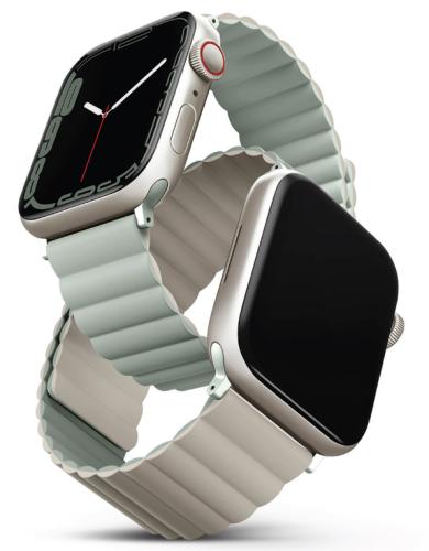 Uniq Revix Μαγνητικό Λουράκι Premium Σιλικόνης Apple Watch SE/8/7/6/5/4 (41/40mm) - Sage / Beige (UNIQ-41MM-REVSAGBEG)