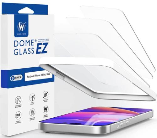 Whitestone Dome Glass EZ - Full Cover Tempered Glass Αντιχαρακτικό Γυαλί Οθόνης Apple iPhone 14 Pro Max - 3 Τεμάχια (8809365407194)