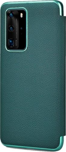 iCarer Grained Series Δερμάτινη Smart Flip Θήκη Huawei P40 Pro - Green (XHP40004-GN)