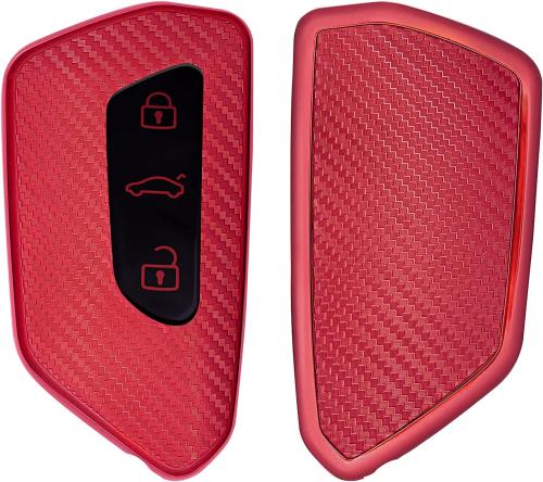 KW Θήκη Κλειδιού VW Golf 8 - Σιλικόνη - 3 Κουμπιά - Carbon Red (56673.08)