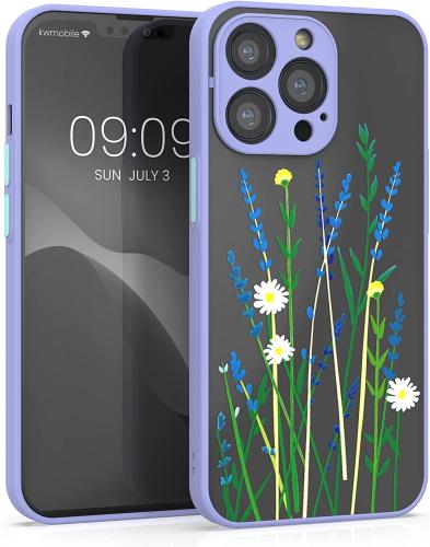 KWmobile Σκληρή Θήκη με TPU Bumper - Apple iPhone 13 Pro - Wild Flowers / Lavender / Green / Matte Transparent (56498.01)