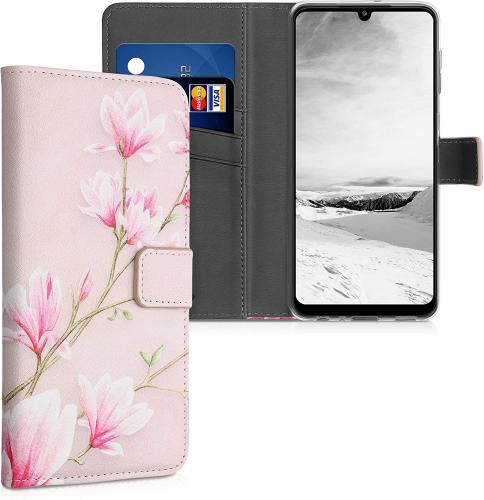 KWmobile Θήκη - Πορτοφόλι Samsung Galaxy A22 4G - Magnolias Pink / White / Dusty Pink (55496.02)