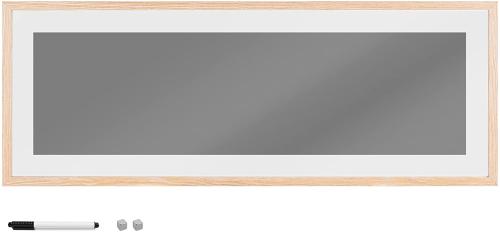 Navaris Memo Board Glass & MDF Frame - Μαγνητικός Γυάλινος Πίνακας Ανακοινώσεων Μαρκαδόρου με Ξύλινο Πλαίσιο - 80 x 30 cm - Grey (56077.2.22)