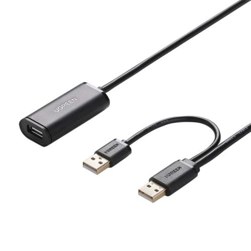 Ugreen Deluxe Computer Cable USB 2.0 - Ενεργό Καλώδιο Επέκτασης / Ενίσχυσης Σήματος - 2 x USB-A (male) σε 1 x USB-A (female) - 5m - Black (20213)