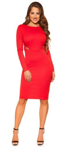 42005 FS Γυναικείο φόρεμα με σκισίματα στη μέση - Κόκκινο-Κοκκινο