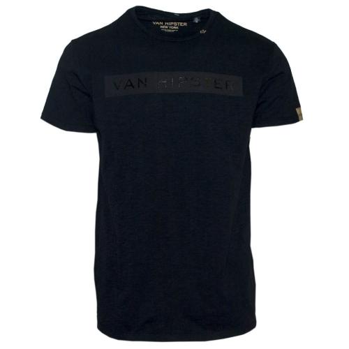 71375-01 Ανδρικό T-shirt με διακριτικό τύπωμα - μαύρο-Μαύρο
