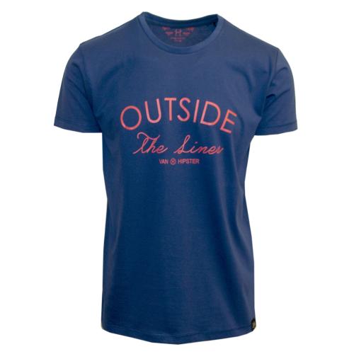71630-12 Ανδρικό T-Shirt με τύπωμα - Μπλέ Indigo-Μπλε