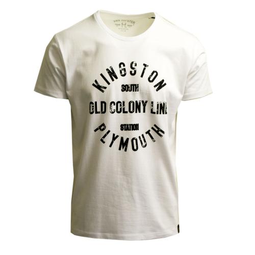 71640-02 Ανδρικό T-Shirt με τύπωμα - Ασπρο-Ασπρο