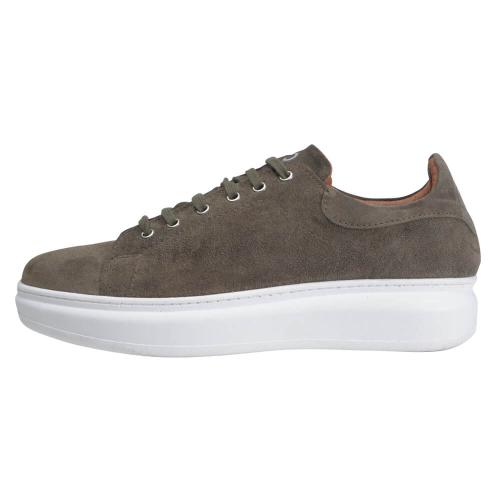 Low-Top Δερμάτινα Suede Sneakers Λαδί New Arrival