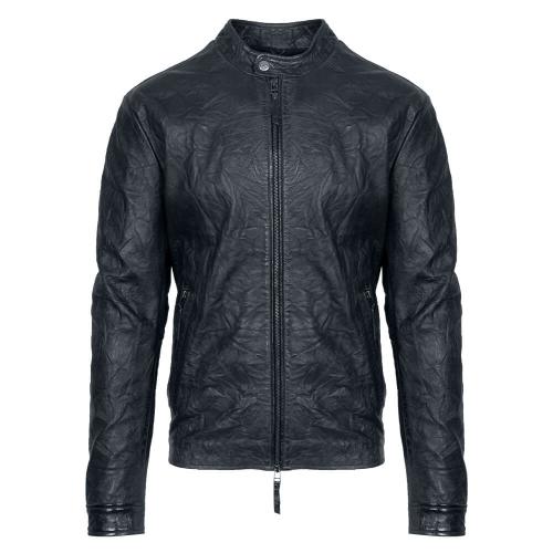Prince Oliver Racer Jacket Μαύρο 100% Leather Jacket (Modern Fit) New Arrival