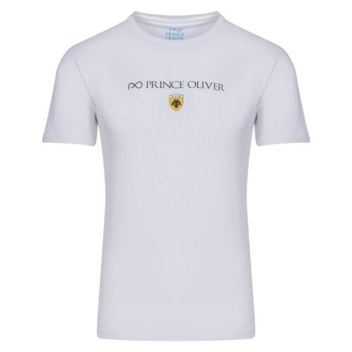 Prince Oliver T-shirt Round Neck ΑΕΚ Λευκό (Modern Fit)
