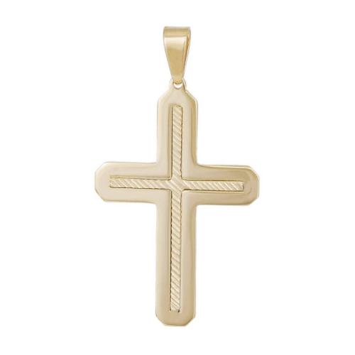 Χρυσός γυναικείος σταυρός Κ9 με ανάγλυφο σχέδιο 042567 042567 Χρυσός 9 Καράτια