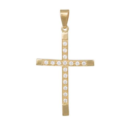 Γυναικείος χρυσός σταυρός με ζιργκόν Κ9 039272 039272 Χρυσός 9 Καράτια