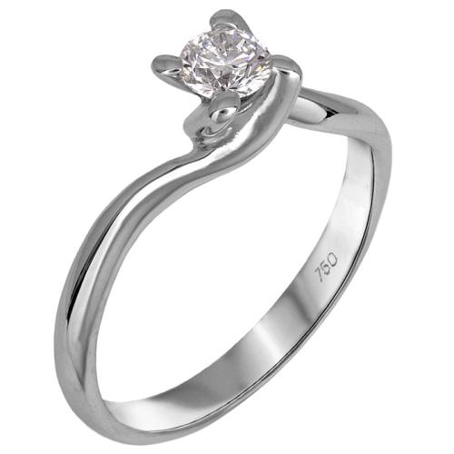 Μονόπετρο λευκόχρυσο δαχτυλίδι Κ18 με διαμάντι μπριγιάν 026343 026343 Χρυσός 18 Καράτια