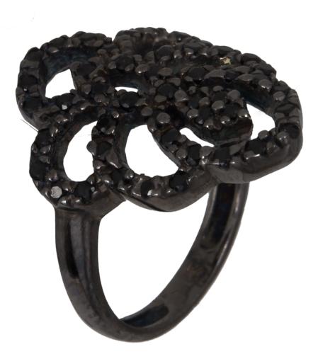 Μαύρο ασημένιο δαχτυλίδι με πέτρες 925 022922 022922 Ασήμι