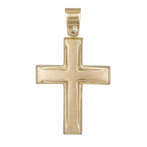 Σταυροί Βάπτισης - Αρραβώνα Ανδρικός σταυρός ματ ζαγρέ με λουστρέ Κ9 041979 041979 Ανδρικό Χρυσός 9 Καράτια