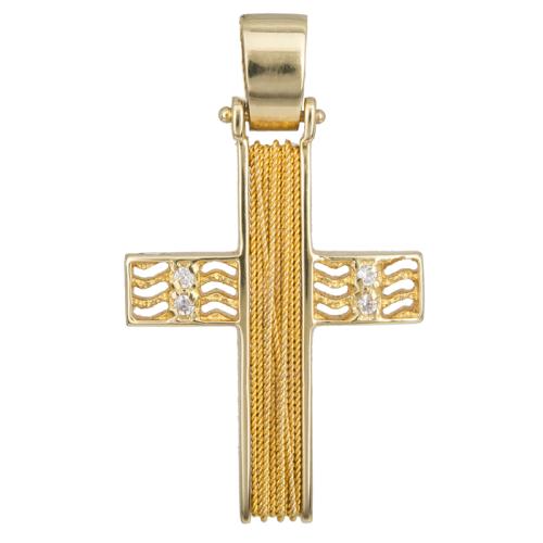 Σταυροί Βάπτισης - Αρραβώνα Χειροποίητος σταυρός Κ14 014268 014268 Γυναικείο Χρυσός 14 Καράτια