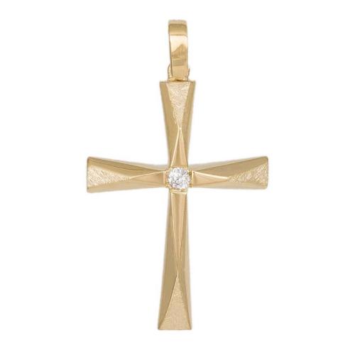 Σταυροί Βάπτισης - Αρραβώνα Χρυσός γυναικείος σταυρός Κ14 με ζιργκόν 044730 044730 Γυναικείο Χρυσός 14 Καράτια