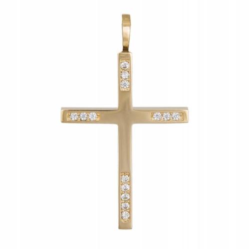 Σταυροί Βάπτισης - Αρραβώνα Χρυσός γυναικείος σταυρός με ζιργκόν Κ14 041911 041911 Γυναικείο Χρυσός 14 Καράτια
