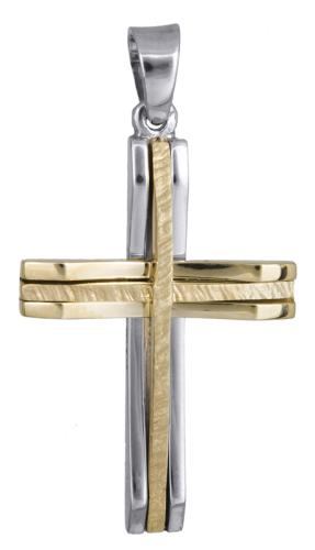 Σταυροί Βάπτισης - Αρραβώνα Δίχρωμος ανδρικός σταυρός Κ14 021422 021422 Ανδρικό Χρυσός 14 Καράτια