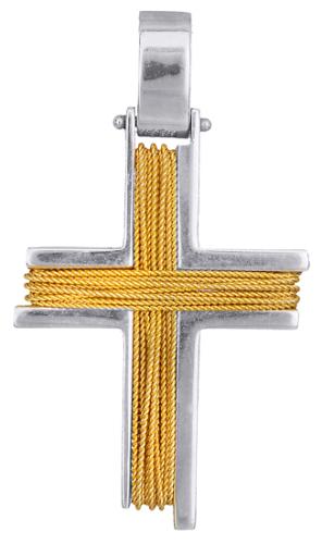 Σταυροί Βάπτισης - Αρραβώνα Δίχρωμος σταυρός Κ14 000497 000497 Ανδρικό Χρυσός 14 Καράτια