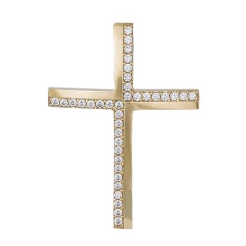 Σταυροί Βάπτισης - Αρραβώνα Γυναικείος χρυσός σταυρός Κ14 με ζιργκόν 041791 041791 Γυναικείο Χρυσός 14 Καράτια