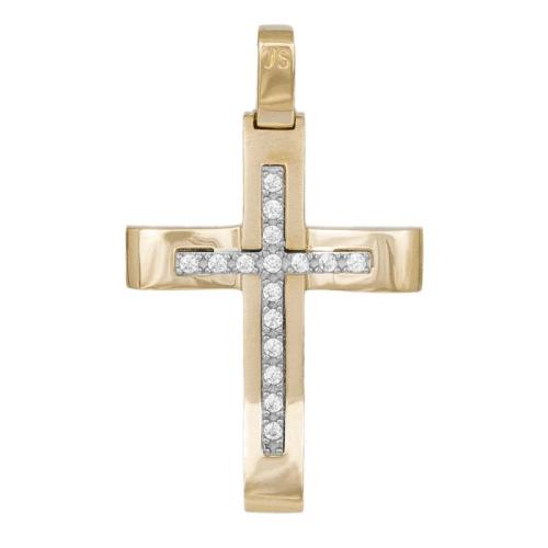 Σταυροί Βάπτισης - Αρραβώνα Γυναικείος σταυρός με πέτρες Κ14 044558 044558 Γυναικείο Χρυσός 14 Καράτια
