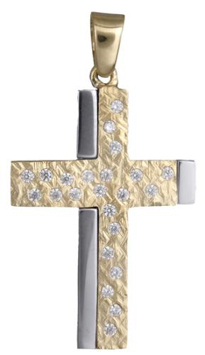 Σταυροί Βάπτισης - Αρραβώνα Γυναικείος σταυρός με ζιργκόν 018012 018012 Γυναικείο Χρυσός 14 Καράτια