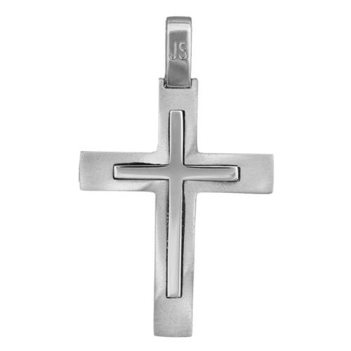 Σταυροί Βάπτισης - Αρραβώνα Λευκόχρυσος ανδρικός σταυρός βάπτισης Κ14 038727 038727 Ανδρικό Χρυσός 14 Καράτια