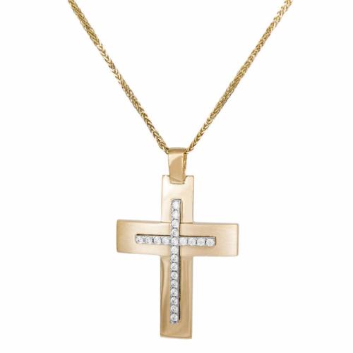 Βαπτιστικοί Σταυροί με Αλυσίδα Χρυσός βαπτιστικός σταυρός Κ14 με αλυσίδα 046674C 046674C Γυναικείο Χρυσός 14 Καράτια