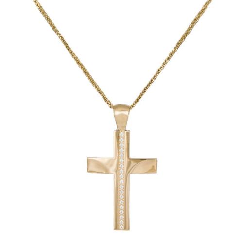 Βαπτιστικοί Σταυροί με Αλυσίδα Χρυσός γυναικείος σταυρός με πέτρες Κ14 με αλυσίδα 046218C 046218C Γυναικείο Χρυσός 14 Καράτια