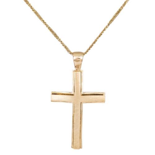 Βαπτιστικοί Σταυροί με Αλυσίδα Χρυσός ματ σταυρός Κ9 με αλυσίδα 046201C 046201C Ανδρικό Χρυσός 9 Καράτια