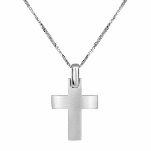 Βαπτιστικοί Σταυροί με Αλυσίδα Λευκόχρυσος βαπτιστικός σταυρός Κ14 046401C 046401C Ανδρικό Χρυσός 14 Καράτια