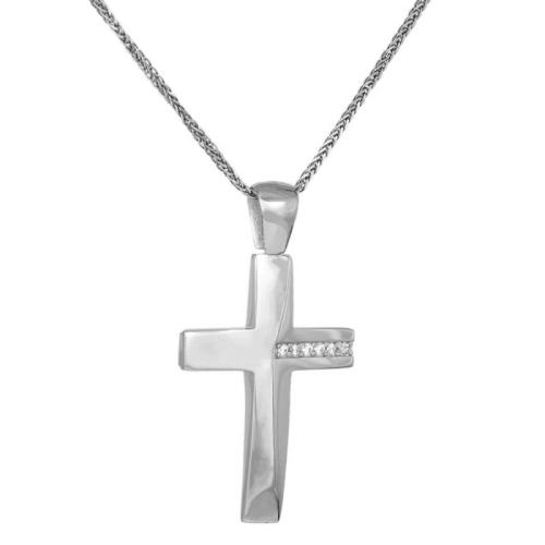 Βαπτιστικοί Σταυροί με Αλυσίδα Λευκόχρυσος βαπτιστικός σταυρός Κ14 με αλυσίδα 046212C 046212C Γυναικείο Χρυσός 14 Καράτια