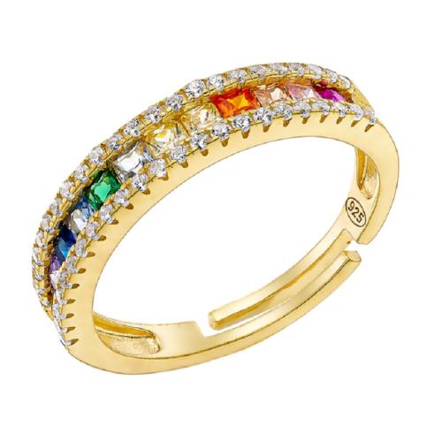 Επίχρυσο σειρέ δαχτυλίδι Vogue 925 με πολύχρωμες ζιργκόν 4515191 4515191 Ασήμι