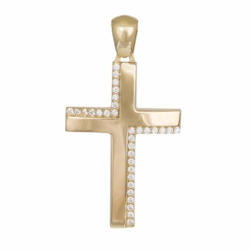 Σταυροί Βάπτισης - Αρραβώνα Χρυσός γυναικείος σταυρός διπλής όψης Κ14 046503 046503 Γυναικείο Χρυσός 14 Καράτια