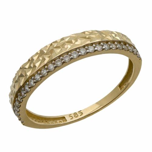 Χρυσό διαμαντέ δαχτυλίδι Κ14 με λευκά ζιργκόν 048080 048080 Χρυσός 14 Καράτια