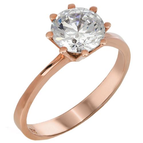 Ροζ gold μονόπετρο δαχτυλίδι με ζιργκόν 14Κ 023831 023831 Χρυσός 14 Καράτια