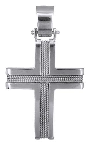 Σταυροί Βάπτισης - Αρραβώνα Λευκόχρυσος σταυρός Κ14 019313 019313 Ανδρικό Χρυσός 14 Καράτια